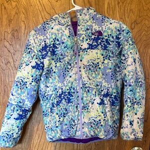 The North Face 💜 Reversible Blue, Purple & Aqua Hooded Puffer Jacket 🩵💙💟